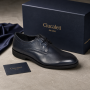 Pantofi Derby bărbați bleumarin din piele naturală cu perforații ROME177BL